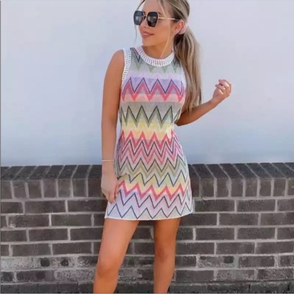 Vibrant Chevron Sleeveless Mini Dress